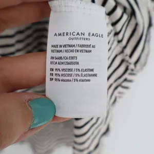 American Eagle Outfitters Soft & Sexy Tank Top Womens Medium White Black Striped thumbnail 4