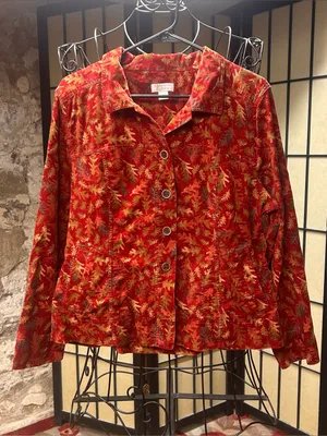 Christopher & Banks Autumn Inspired Print Corduroy Jacket: XL thumbnail 2