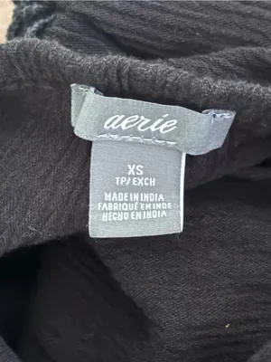 Aerie Black Lace Detailed Babydoll Dress in Black thumbnail 4