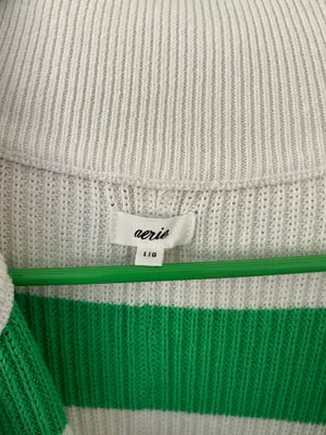 Aerie Green Striped Half-Zip Sweater thumbnail 2