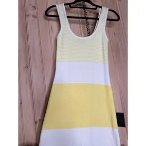 NWT Lulus Easily Gorgeous Ivory & Yellow Striped Midi Sweater Dress Casual Sz S thumbnail 4
