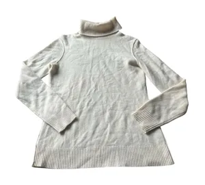 Charter Club Womens‎ 100% Cashmere Turtleneck Sweater Cream Knit thumbnail 1