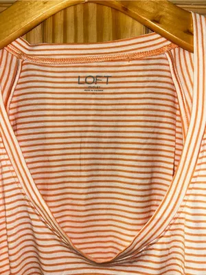 LOFT Orange and White Striped Scoop Tank thumbnail 2
