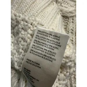 Free People Ivory Cable Knit Hooded V-Neck Cropped Sweater XS OB1234567 thumbnail 6
