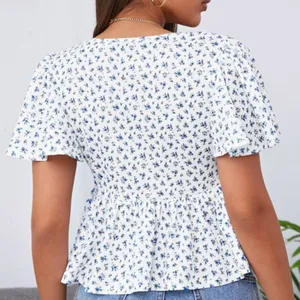 SheIn Ditsy Floral Peplum Top thumbnail 4
