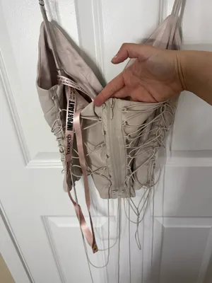 House of CB Antonella Off White Vegan Leather Corset L thumbnail 8