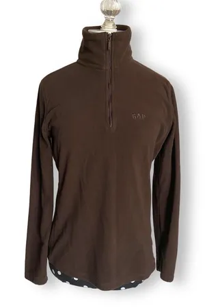 Gap Womens Pullover Size XS Outlet Solid Brown Fleece‎ Quarter Zip Lightweight thumbnail 1