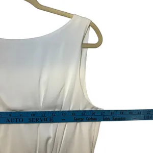 Baltic Born White Sleeveless Pleated Maxi‎ Dress Bridal Formal Gown Womens Sleek Old Money L thumbnail 8