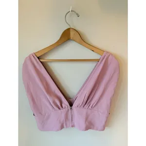 SHEIN Lilac Pink Deep V Cropped Top Sleeveless Zip Back thumbnail 2