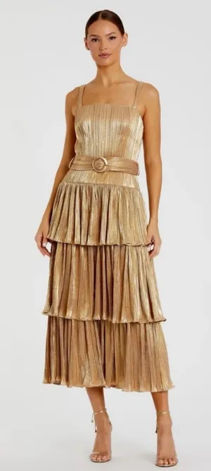 Mac Duggal 27062 Tea-Length Metallic Party Dress NWT thumbnail 1