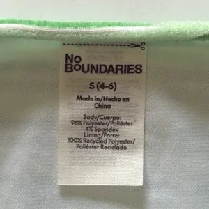 No Boundaries Women Bikini Set Green White Wavy Stripe S 4-6 Ruched Y2K Swimwear thumbnail 3