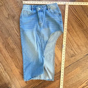 SheIn denim midi skirt asymmetrical women xxsmall streetwear thumbnail 6