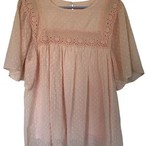 Amazon Pink Flutter Sleeve Blouse with Bib Collar thumbnail 1