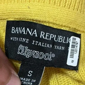 Banana Republic Italian Yarn Ribbed Sweater Womens Small Yellow Merino Cashmere thumbnail 3