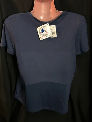 Majestic New York Yankees MLB Women's Navy & Silver Scoop Neck Tee MD NWT thumbnail 2