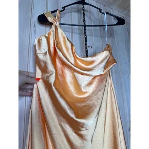 NWT Lulus Naima Light Orange Satin One-Shoulder Midi Dress Holiday Party Size XL thumbnail 4