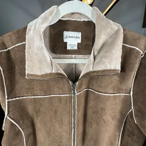 St Johns Bay Faux Suede Ranchers Jacket Womens Large Brown Soft Shearling 2 Tone thumbnail 6