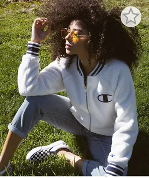 Cream Sherpa Bomber Varsity Jacket thumbnail 2
