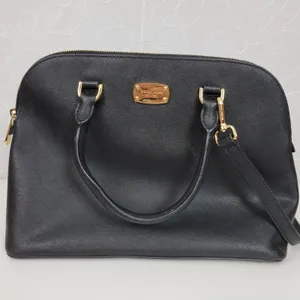 MICHAEL Michael Kors Women Bag Black Leather Cindy Dome Satchel Detachable Strap thumbnail 12