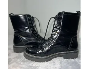 BENCH Women’s Lace Up Black Moto Combat Boots 10 thumbnail 7