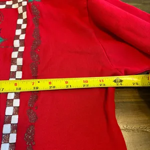 Vintage USA Nutcracker Graphic Christmas Sweater Red Holiday Bow Wreath Glitter thumbnail 7