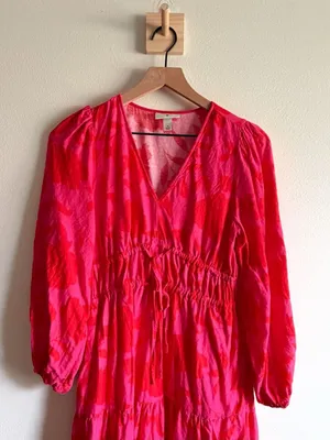 Kate Spade x Target Linen Blend Floral Print Long Sleeve Dress Size XS thumbnail 3