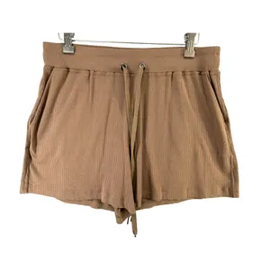 Filoro Ribbed Knit Lounge Set Women L Brown 2 Pc Top Shorts Cozycore Casual Chic thumbnail 3