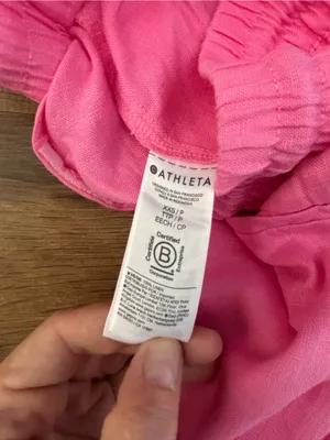 Athleta Retreat Linen High Rise Wide Leg Pant Raphanus Pink thumbnail 6