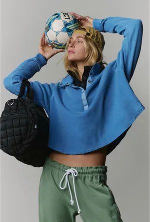 free people blue sweatshirt thumbnail 1