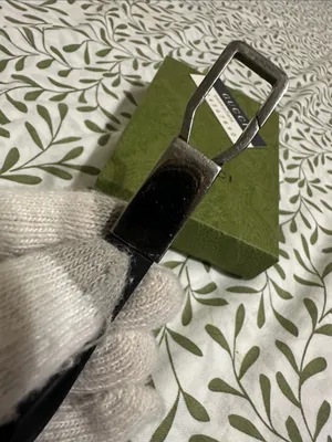 Gucci Dark Grey Rubber Key Fob with Silver Hardware thumbnail 3