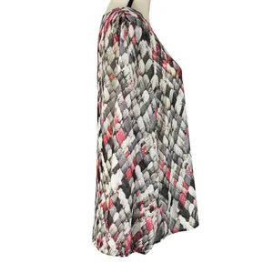 Liz Claiborne Large Top Abstract Long Balloon Sleeves Semi-Sheer Lightweight thumbnail 4