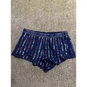 Victorias Secret Navy Gold Metallic Stripe Scallop Pajama Shorts Small thumbnail 2