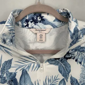 TOMMY BAHAMA Golf & Tennis Blue/White Tabu Jungle Print Zip Front Jacket Medium thumbnail 2