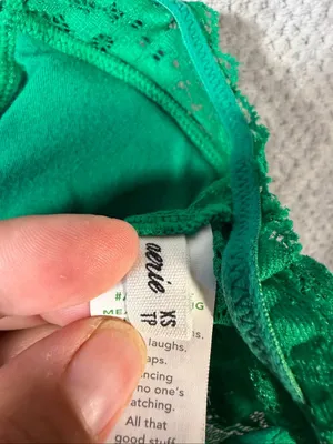 Aerie Emerald Green Floral Lace Longline Wireless Strappy Back Bralette Size XS thumbnail 3