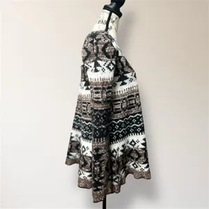 Free People S Brown Cream Alpaca‎ Wool Blend V Neck Pullover Sweater Boho Nordic thumbnail 2