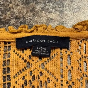 American Eagle Top Boho Cottage Prairie Romantic Hippie Fairy Folk Mustard Large thumbnail 3