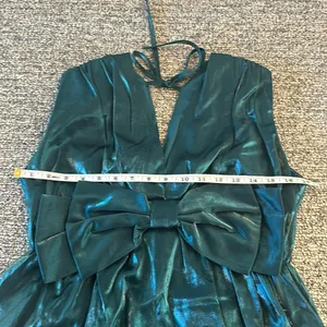 NWT Entro Bow Front Metallic Green Dress Sz M thumbnail 10