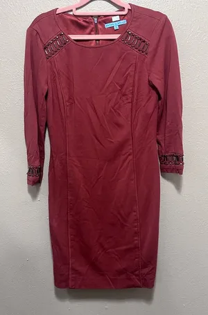 Antonio Melani Dress Size‎ 2 Burnt Orange Embellished Career Cocktail thumbnail 1