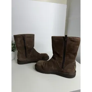 UGG Australia Roslynn 1889 Brown Leather Sheepskin Size 6 Zip Closure Y2K Cozy thumbnail 7