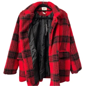 Stoosh Peacoat Jacket Double Breasted in Red and Black Plaid Size L thumbnail 3