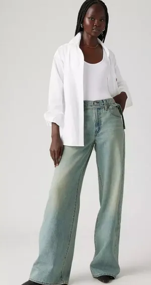 Levi's Women's 28x31 Premium Xl Baggy Straight Jeans Medium Wash thumbnail 1