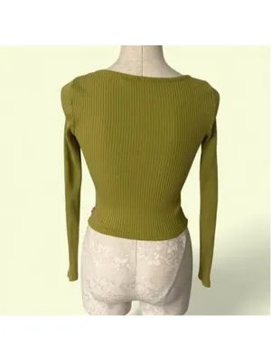 Levi's Green BRITT LONG SLEEVE SNAP FRONT LONG SLEEVE TOP - Size XS thumbnail 3