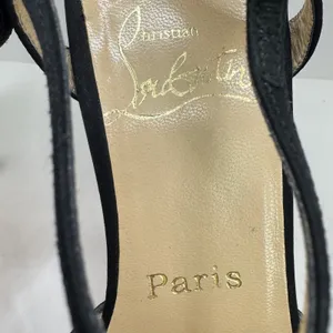 Y2K Christian Louboutin Ernesta Black Satin T-Strap Peep Toe Heels EU 37 thumbnail 8