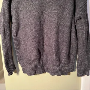 Madewell Women's Size Small Suede Stripe Texture Sweater‎ Dark Gray Crewneck thumbnail 4