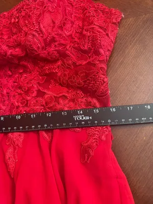 Let's Red Lace Applique Corset Prom Evening Gown SIZE XL thumbnail 16