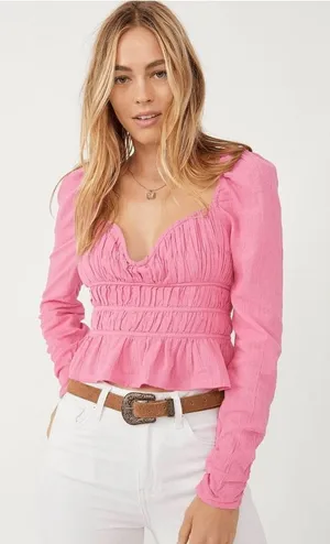 NWT Free People Pink Chloe Top Size XS $98 thumbnail 1