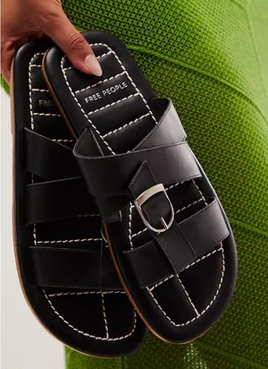 Free People Sloan Buckle Sandals - Black thumbnail 1