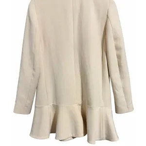 Zara Double Breasted Ruffle‎ Bottom Pea Coat Women's Size XS thumbnail 6