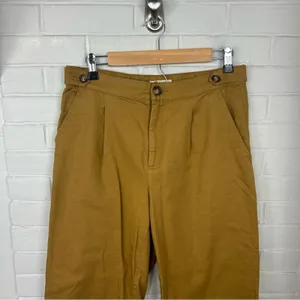 LOFT Khaki High Rise Button Detail Casual Pants Size 4 thumbnail 4