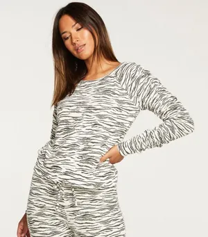 NWT Chaser BLISS KNIT SHIRRED RAGLAN PULLOVER XS Animal Prit Black White Y2k thumbnail 1
